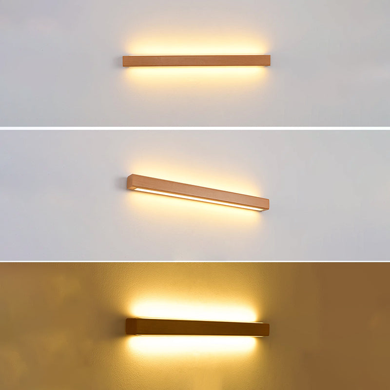 Japanese Simple Solid Wood Strip LED Wall Sconce Lamp Cuvalon