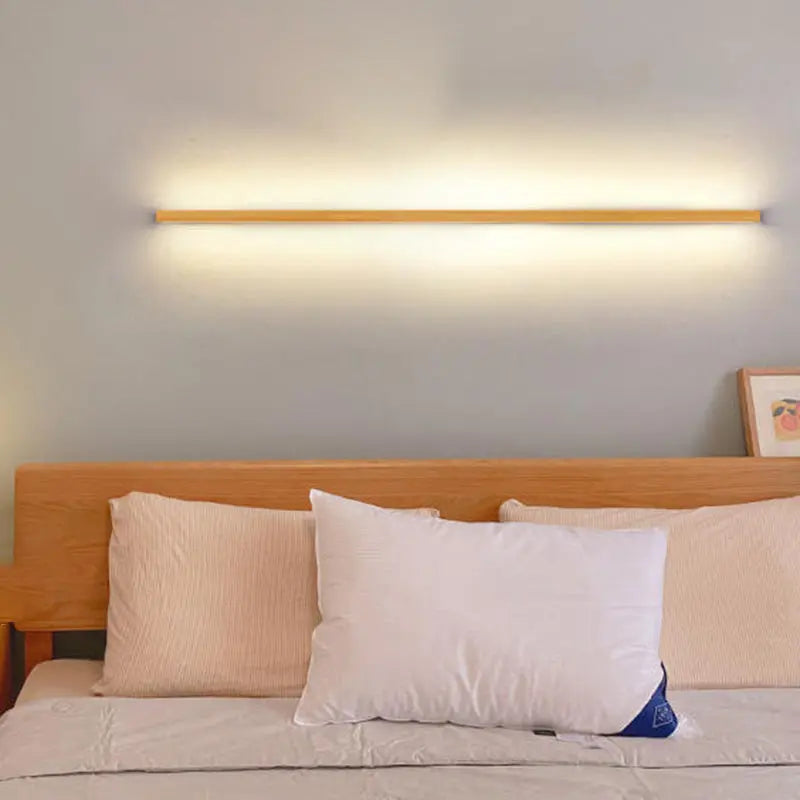 Japanese Simple Solid Wood Strip LED Wall Sconce Lamp Cuvalon