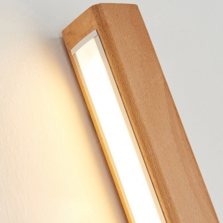 Japanese Simple Solid Wood Strip LED Wall Sconce Lamp Cuvalon