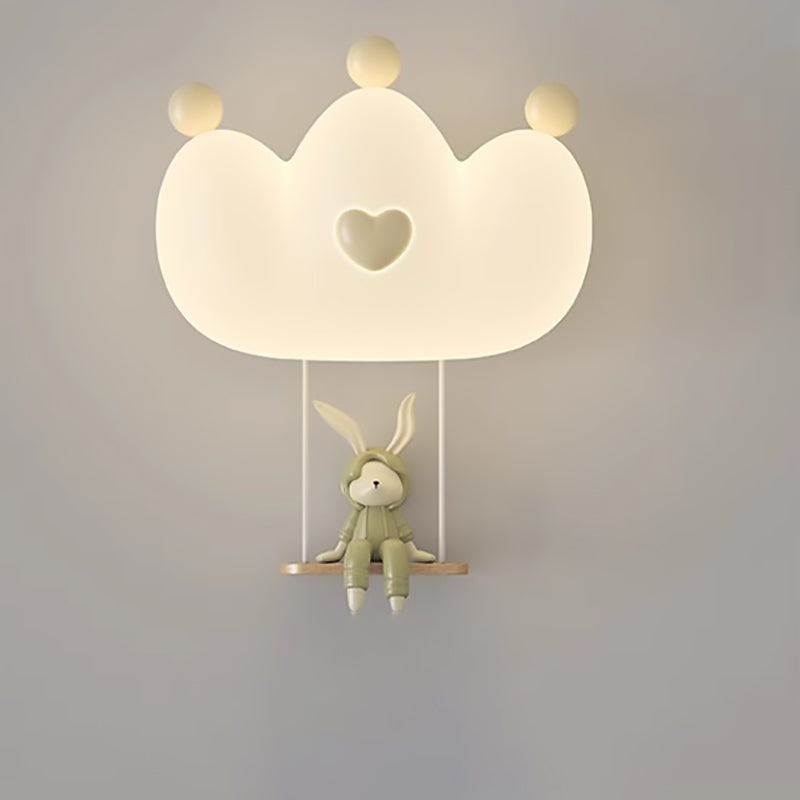 Contemporary Creative Kids Crown Animal Iron PE LED Wall Sconce Lamp For Bedroom Cuvalon