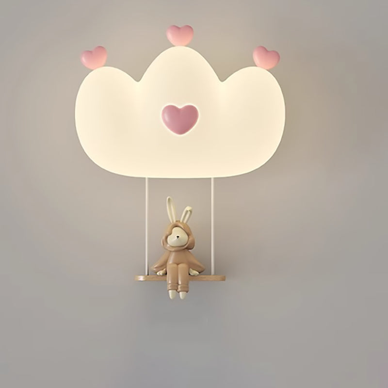 Contemporary Creative Kids Crown Animal Iron PE LED Wall Sconce Lamp For Bedroom Cuvalon