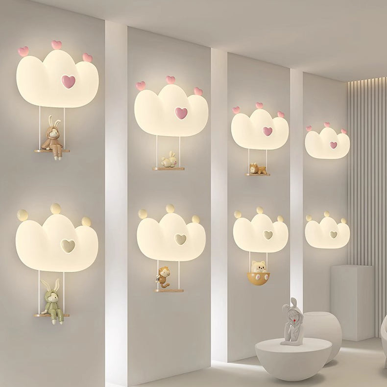 Contemporary Creative Kids Crown Animal Iron PE LED Wall Sconce Lamp For Bedroom Cuvalon