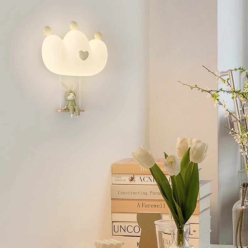 Contemporary Creative Kids Crown Animal Iron PE LED Wall Sconce Lamp For Bedroom Cuvalon