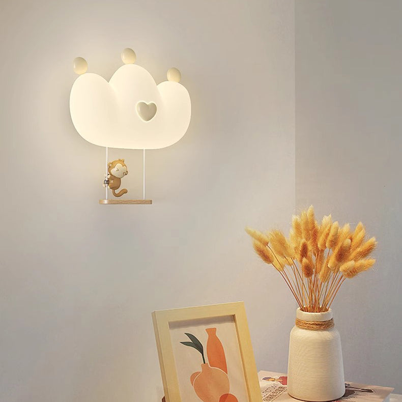 Contemporary Creative Kids Crown Animal Iron PE LED Wall Sconce Lamp For Bedroom Cuvalon