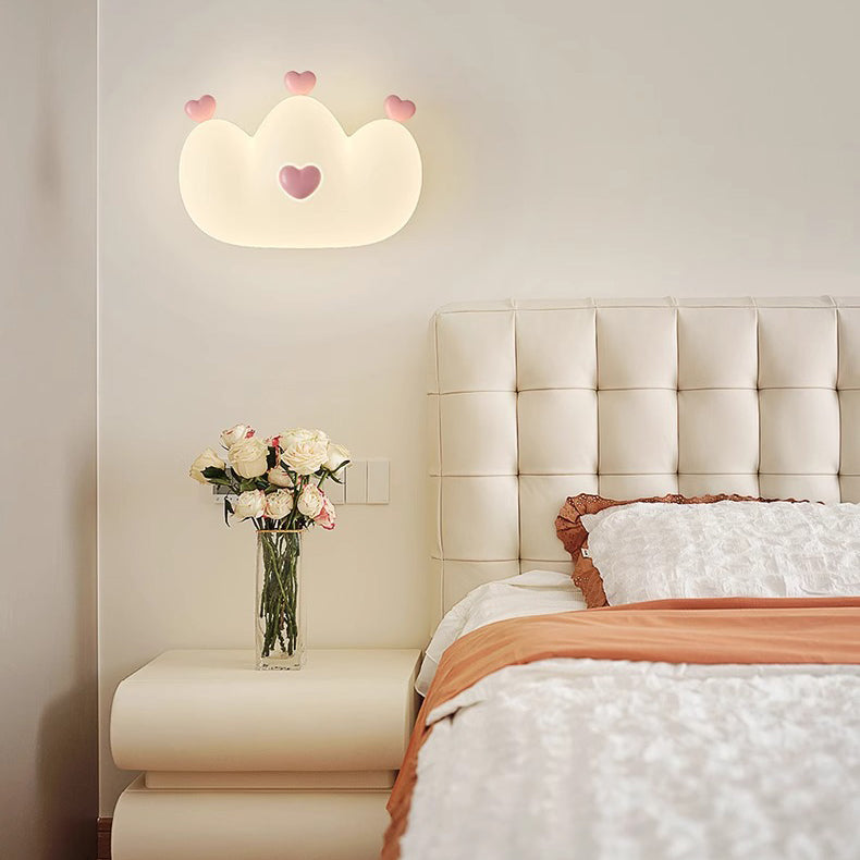 Contemporary Creative Kids Crown Animal Iron PE LED Wall Sconce Lamp For Bedroom Cuvalon