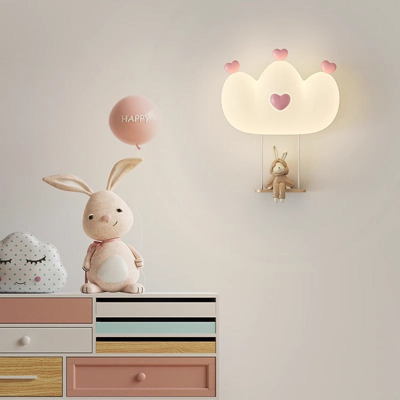Contemporary Creative Kids Crown Animal Iron PE LED Wall Sconce Lamp For Bedroom Cuvalon