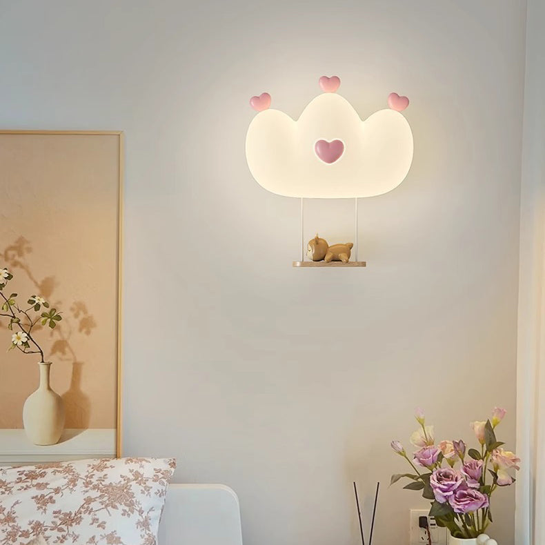 Contemporary Creative Kids Crown Animal Iron PE LED Wall Sconce Lamp For Bedroom Cuvalon