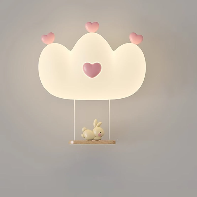 Contemporary Creative Kids Crown Animal Iron PE LED Wall Sconce Lamp For Bedroom Cuvalon