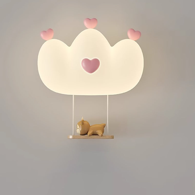Contemporary Creative Kids Crown Animal Iron PE LED Wall Sconce Lamp For Bedroom Cuvalon