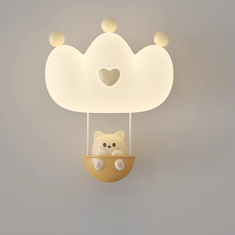 Contemporary Creative Kids Crown Animal Iron PE LED Wall Sconce Lamp For Bedroom Cuvalon