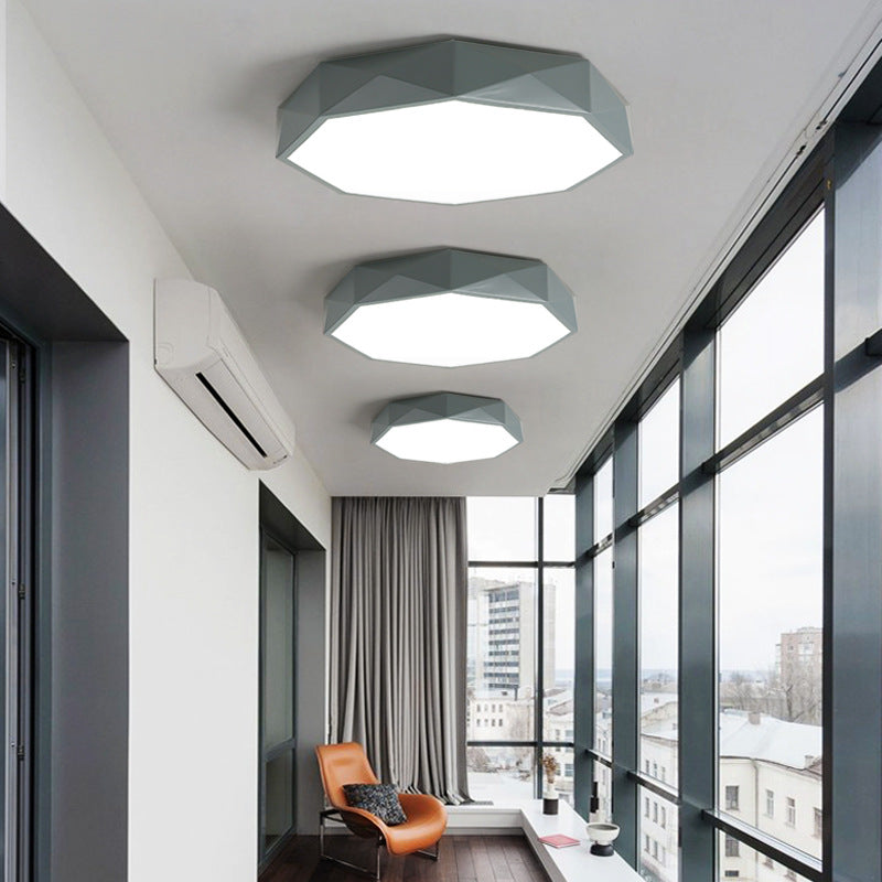 Modern Minimalist Kids Diamond Shape Iron Acrylic Shade LED Flush Mount Ceiling Light For Bedroom Cuvalon