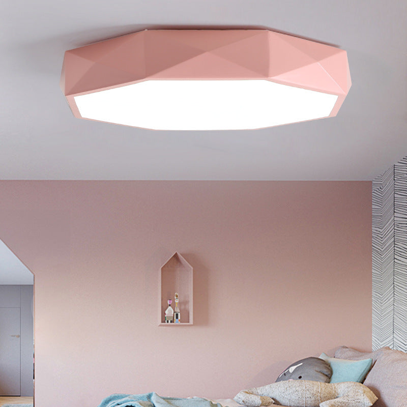 Modern Minimalist Kids Diamond Shape Iron Acrylic Shade LED Flush Mount Ceiling Light For Bedroom Cuvalon