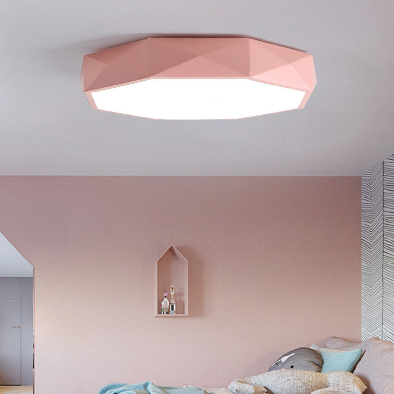 Modern Minimalist Kids Diamond Shape Iron Acrylic Shade LED Flush Mount Ceiling Light For Bedroom Cuvalon