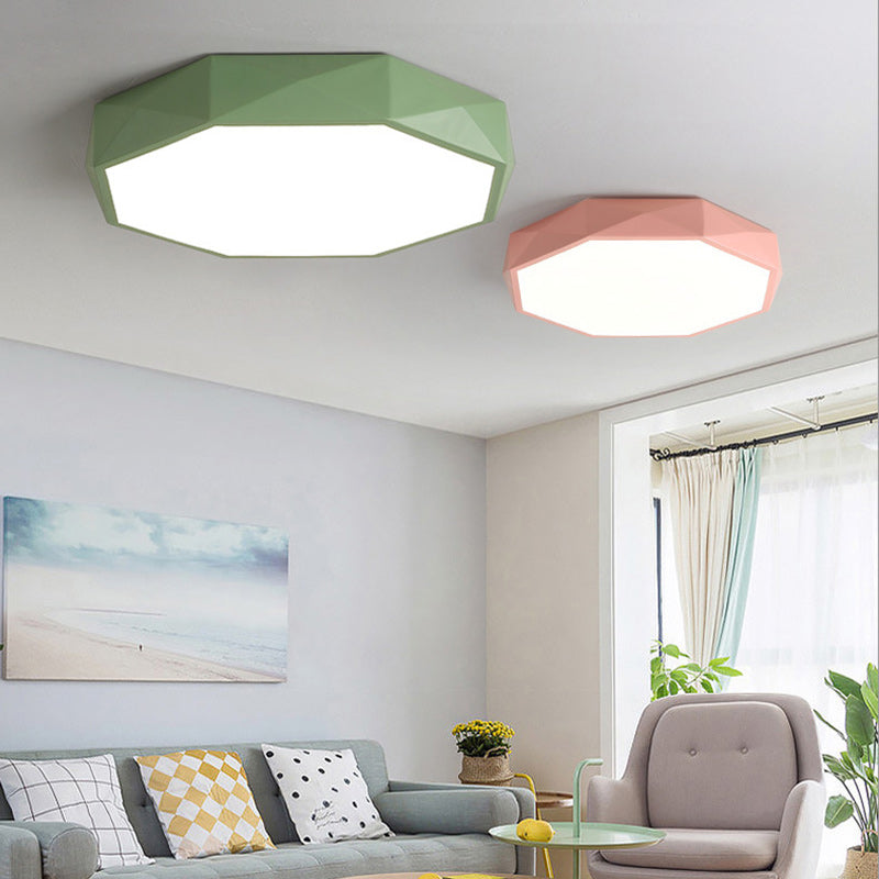 Modern Minimalist Kids Diamond Shape Iron Acrylic Shade LED Flush Mount Ceiling Light For Bedroom Cuvalon