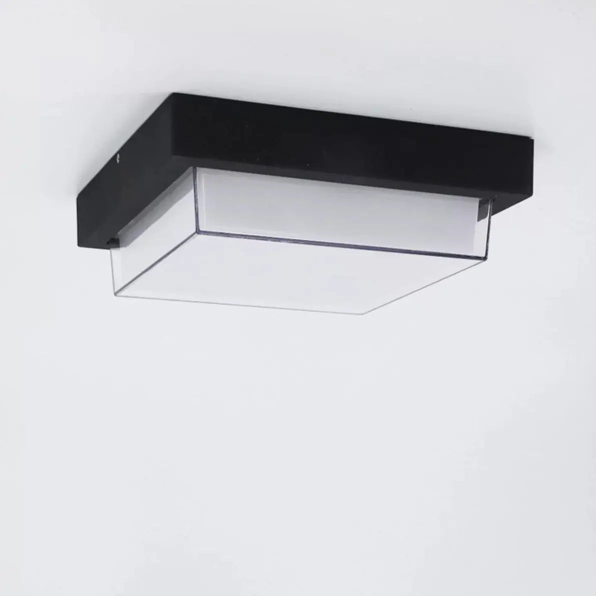Modern Minimalist Outdoor Waterproof Square Aluminum Frame PC Shade LED Flush Mount Ceiling Light For Outdoor Patio Cuvalon
