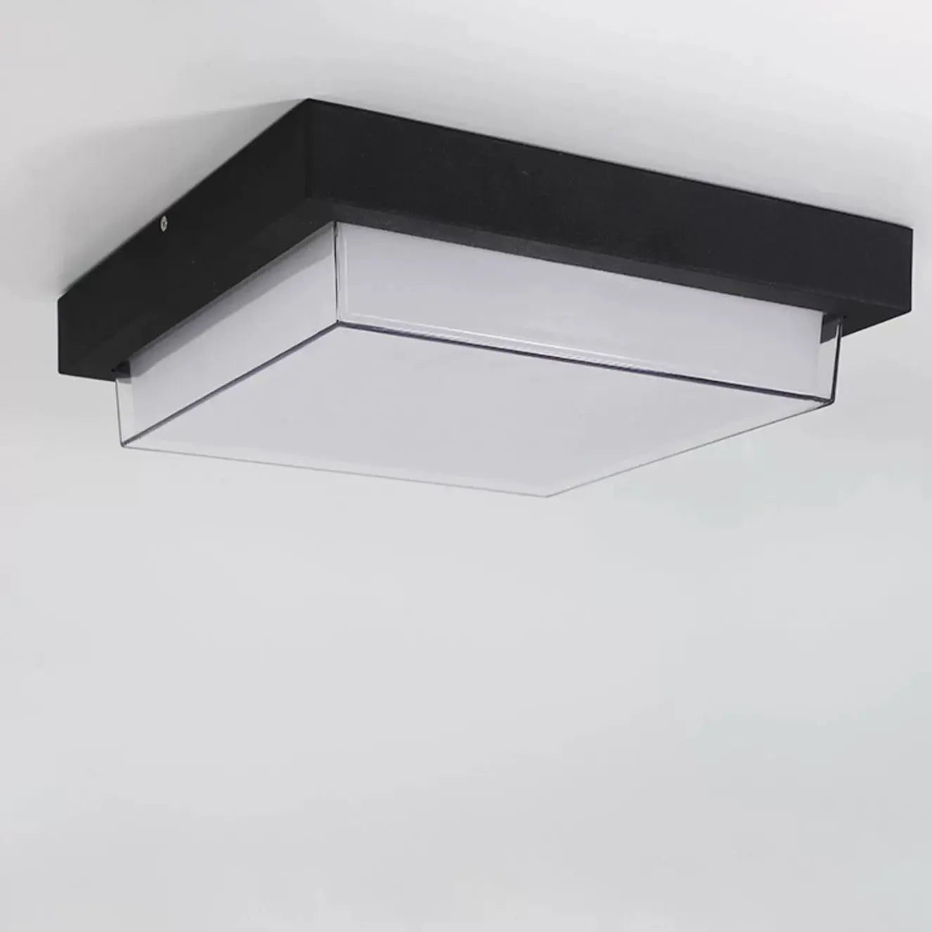 Modern Minimalist Outdoor Waterproof Square Aluminum Frame PC Shade LED Flush Mount Ceiling Light For Outdoor Patio Cuvalon