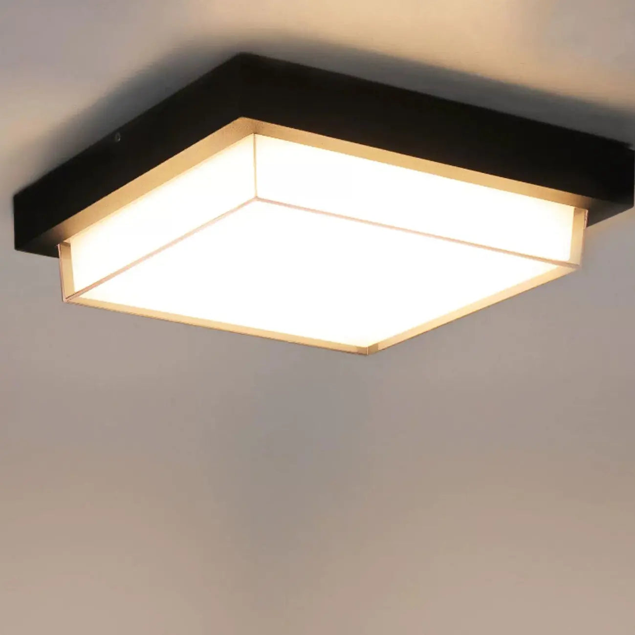 Modern Minimalist Outdoor Waterproof Square Aluminum Frame PC Shade LED Flush Mount Ceiling Light For Outdoor Patio Cuvalon