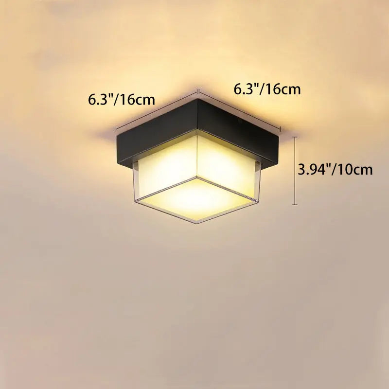Modern Minimalist Outdoor Waterproof Square Aluminum Frame PC Shade LED Flush Mount Ceiling Light For Outdoor Patio Cuvalon