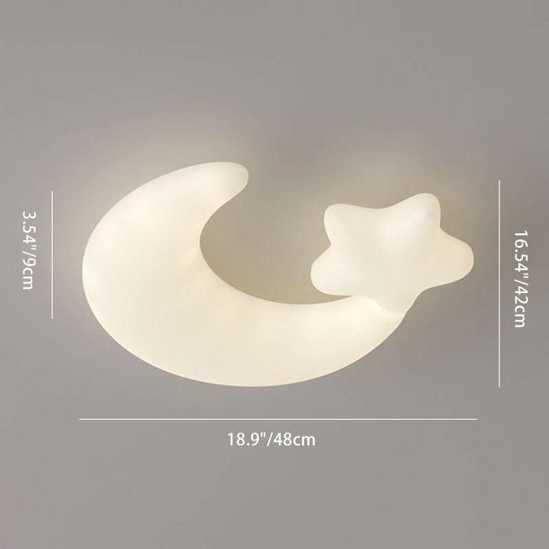 Contemporary Creative Moon Iron Plastic LED Kids Flush Mount Ceiling Light For Living Room Cuvalon