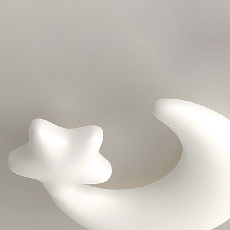 Contemporary Creative Moon Iron Plastic LED Kids Flush Mount Ceiling Light For Living Room Cuvalon