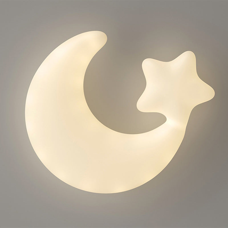 Contemporary Creative Moon Iron Plastic LED Kids Flush Mount Ceiling Light For Living Room Cuvalon