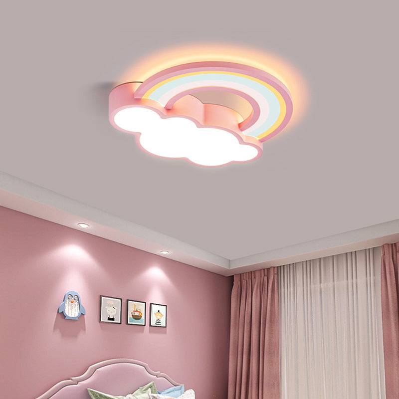 Contemporary Creative Cloud Iron Acrylic LED Kids Flush Mount Ceiling Light For Living Room Cuvalon