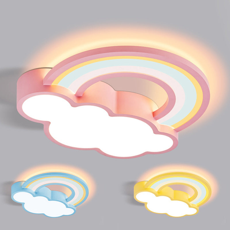 Contemporary Creative Cloud Iron Acrylic LED Kids Flush Mount Ceiling Light For Living Room Cuvalon