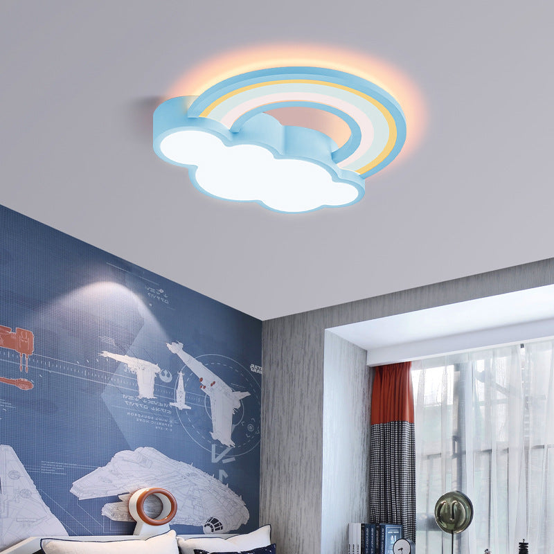 Contemporary Creative Cloud Iron Acrylic LED Kids Flush Mount Ceiling Light For Living Room Cuvalon
