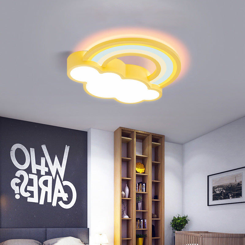 Contemporary Creative Cloud Iron Acrylic LED Kids Flush Mount Ceiling Light For Living Room Cuvalon