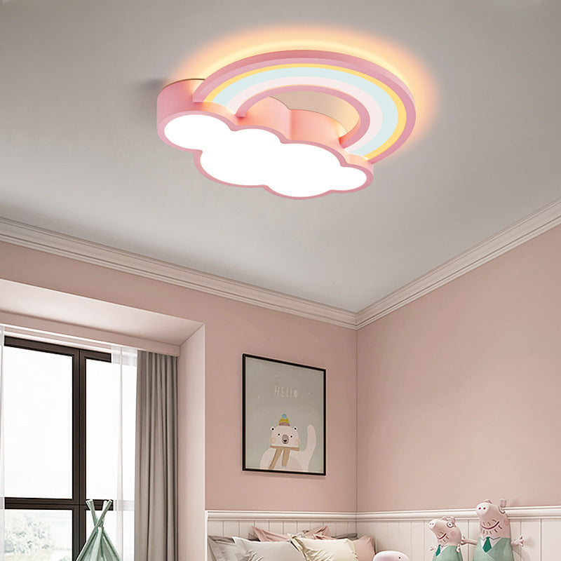 Contemporary Creative Cloud Iron Acrylic LED Kids Flush Mount Ceiling Light For Living Room Cuvalon
