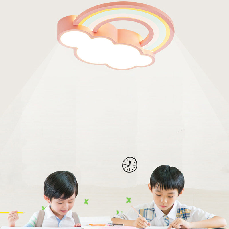 Contemporary Creative Cloud Iron Acrylic LED Kids Flush Mount Ceiling Light For Living Room Cuvalon
