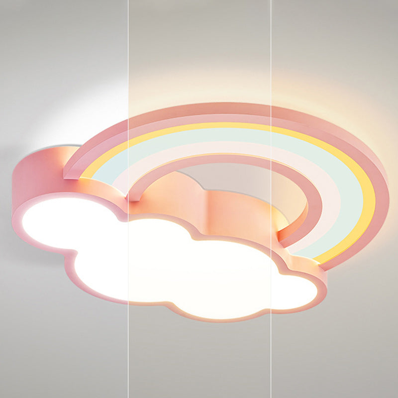 Contemporary Creative Cloud Iron Acrylic LED Kids Flush Mount Ceiling Light For Living Room Cuvalon