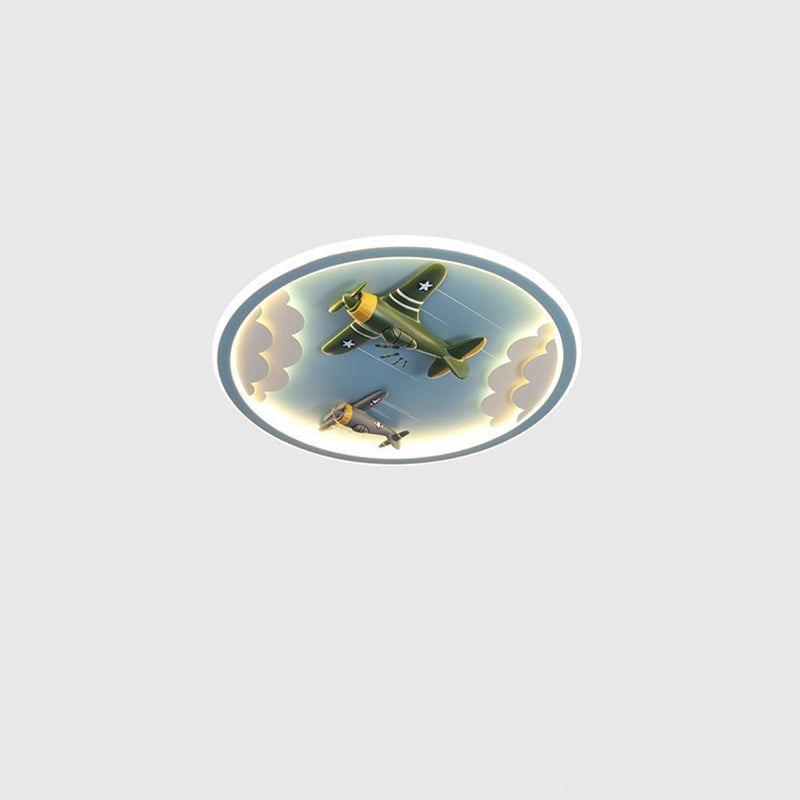 Contemporary Creative Kids Cartoon Airplane Unicorn Iron Acrylic Resin LED Flush Mount Ceiling Light For Bedroom Cuvalon