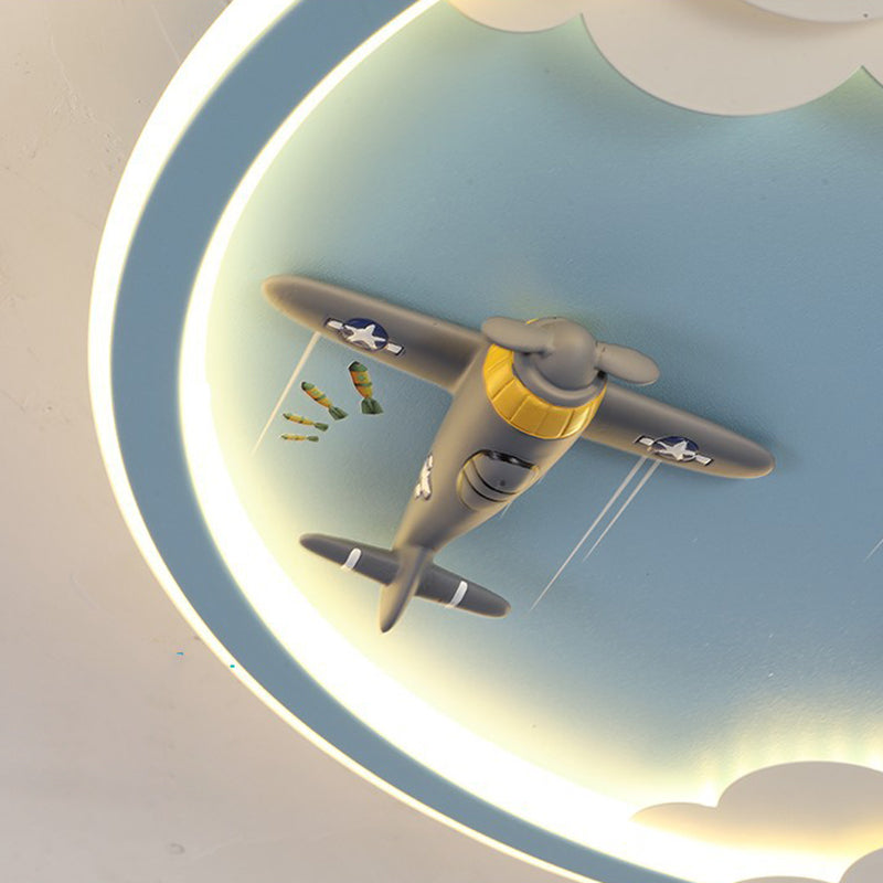 Contemporary Creative Kids Cartoon Airplane Unicorn Iron Acrylic Resin LED Flush Mount Ceiling Light For Bedroom Cuvalon