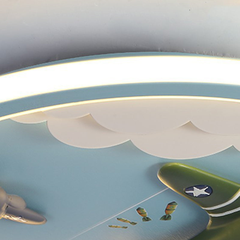 Contemporary Creative Kids Cartoon Airplane Unicorn Iron Acrylic Resin LED Flush Mount Ceiling Light For Bedroom Cuvalon