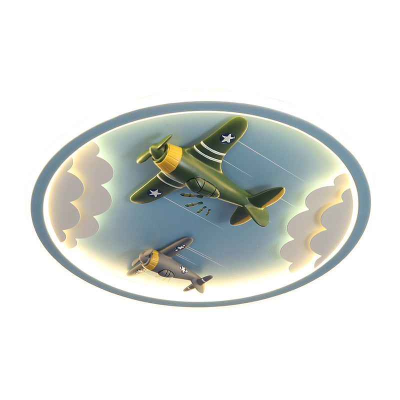 Contemporary Creative Kids Cartoon Airplane Unicorn Iron Acrylic Resin LED Flush Mount Ceiling Light For Bedroom Cuvalon