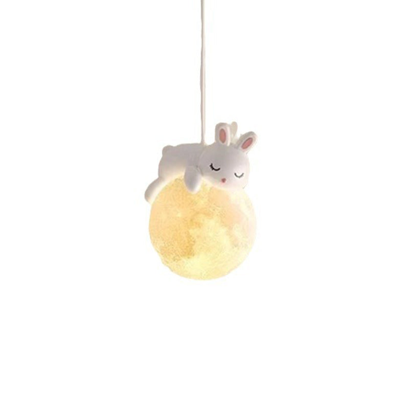 Contemporary Creative Kids Rabbit Bear Animal Iron Resin PLA 1-Light Wall Sconce Lamp For Bedroom Cuvalon