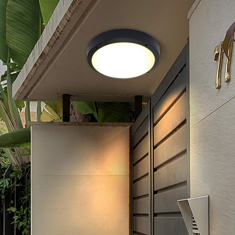 Modern Minimalist Waterproof Round Aluminum Acrylic LED Outdoor Flush Mount Ceiling Light For Garden Cuvalon