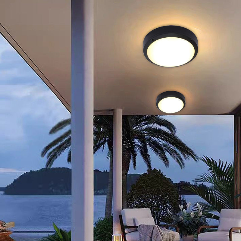 Modern Minimalist Waterproof Round Aluminum Acrylic LED Outdoor Flush Mount Ceiling Light For Garden Cuvalon