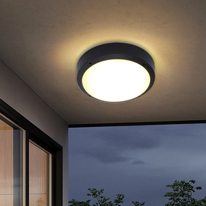 Modern Minimalist Waterproof Round Aluminum Acrylic LED Outdoor Flush Mount Ceiling Light For Garden Cuvalon