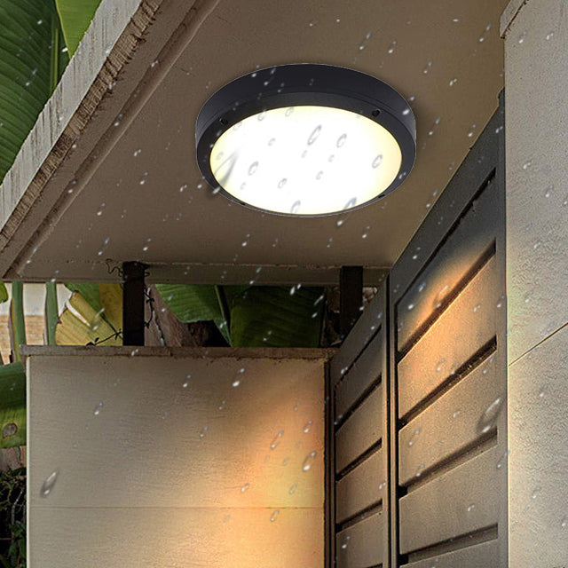 Modern Minimalist Waterproof Round Aluminum Acrylic LED Outdoor Flush Mount Ceiling Light For Garden Cuvalon