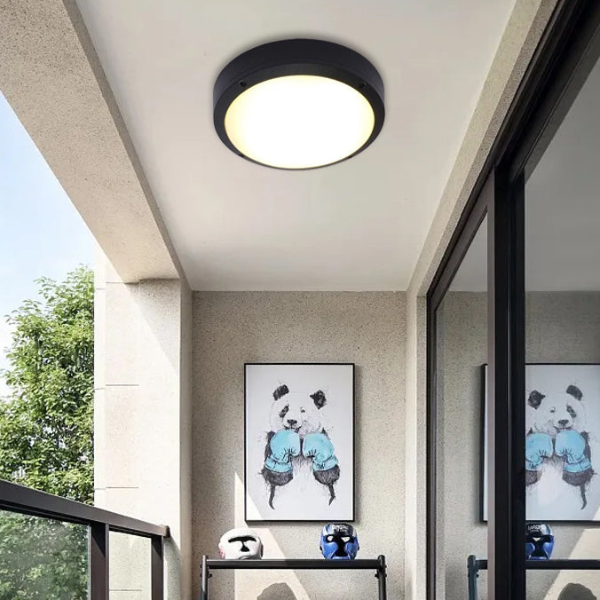 Modern Minimalist Waterproof Round Aluminum Acrylic LED Outdoor Flush Mount Ceiling Light For Garden Cuvalon