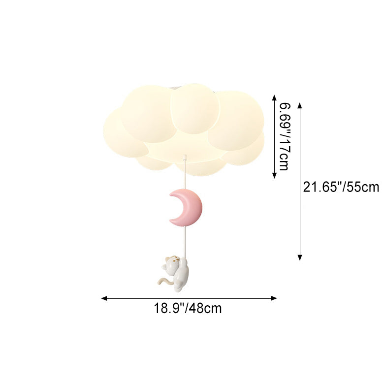 Contemporary Creative Cartoon Kids Kitten Star Moon Cloud Iron PE LED Flush Mount Ceiling Light For Bedroom Cuvalon