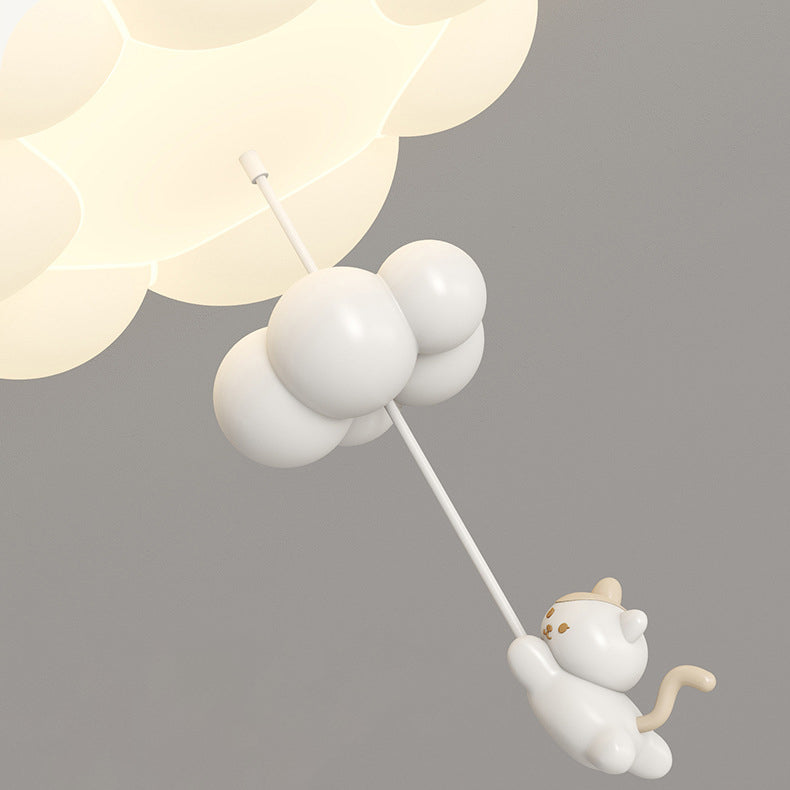 Contemporary Creative Cartoon Kids Kitten Star Moon Cloud Iron PE LED Flush Mount Ceiling Light For Bedroom Cuvalon