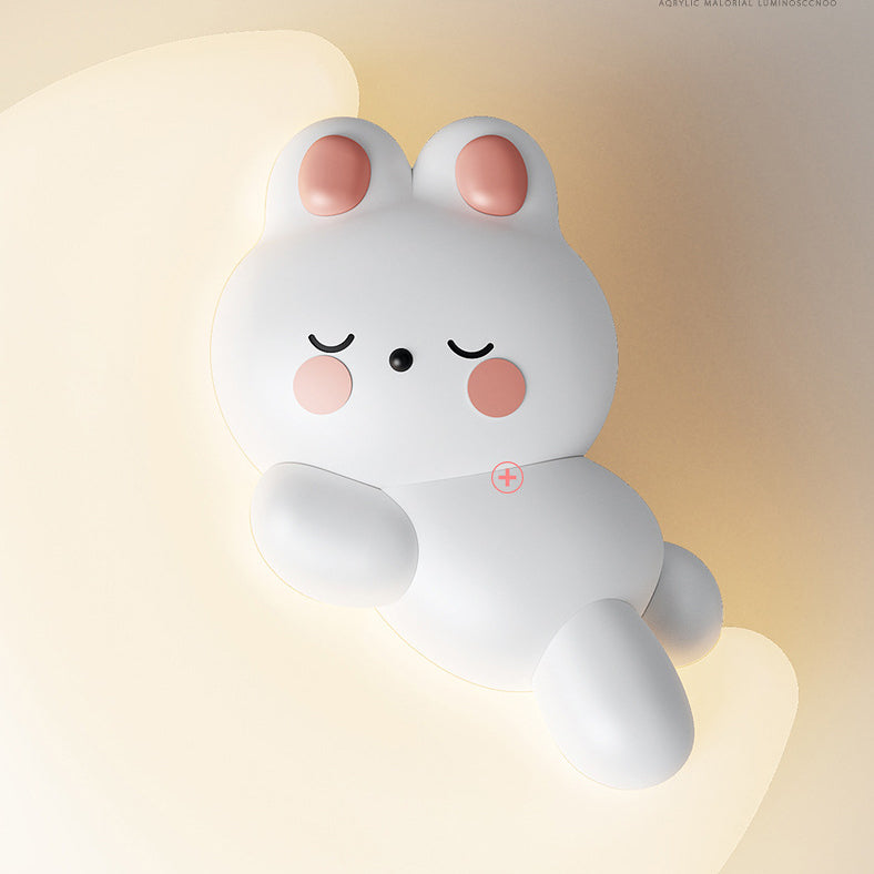 Contemporary Creative Cartoon Animal Rabbit Bear Star Moon Shape PE Iron LED Wall Sconce Lamp For Living Room Cuvalon