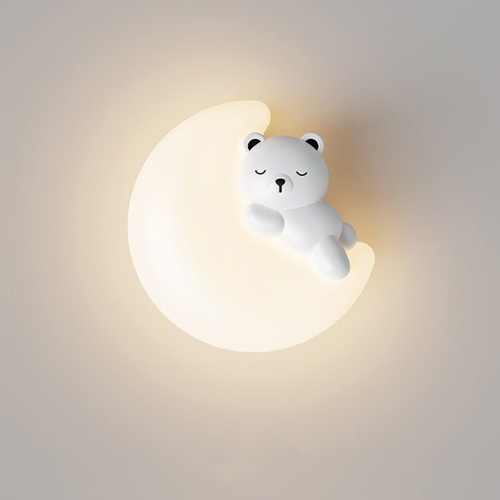 Contemporary Creative Cartoon Animal Rabbit Bear Star Moon Shape PE Iron LED Wall Sconce Lamp For Living Room Cuvalon