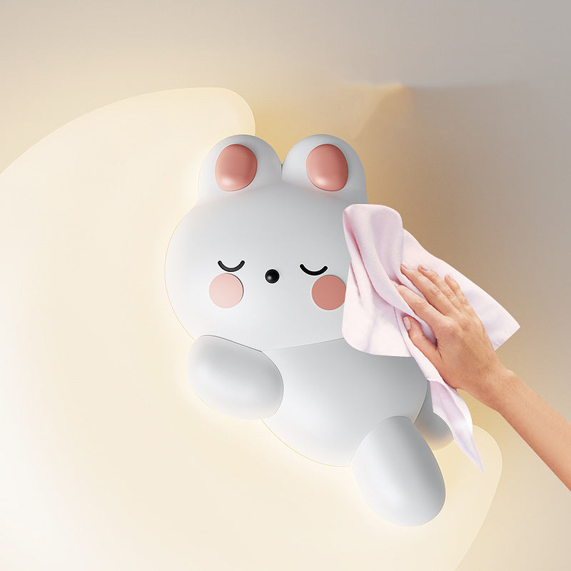 Contemporary Creative Cartoon Animal Rabbit Bear Star Moon Shape PE Iron LED Wall Sconce Lamp For Living Room Cuvalon