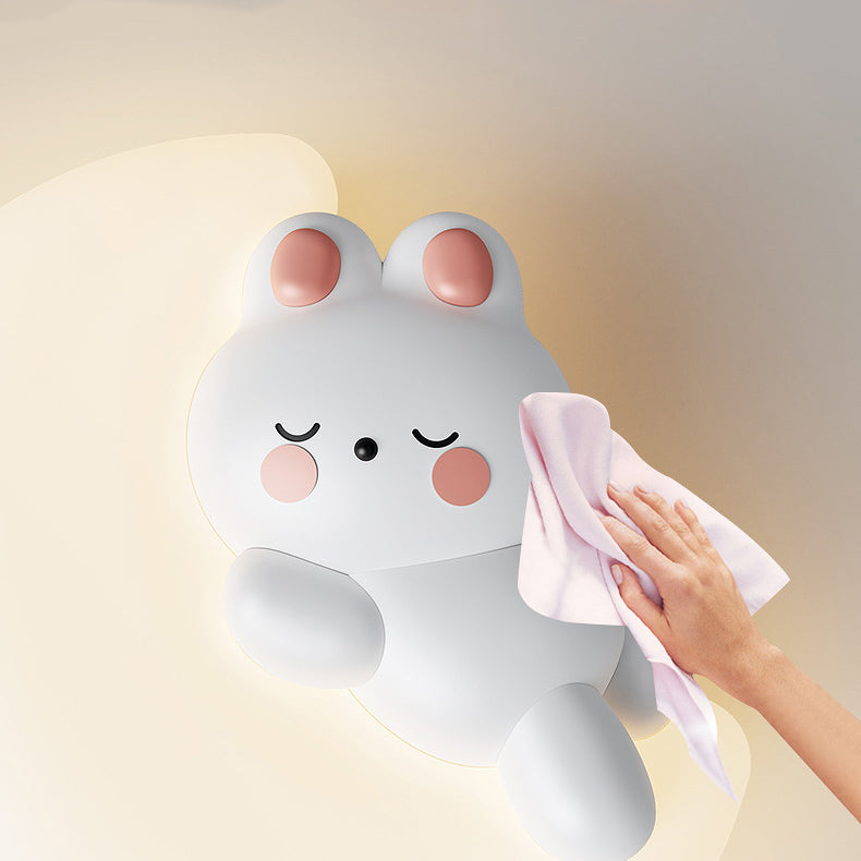 Contemporary Creative Cartoon Animal Rabbit Bear Star Moon Shape PE Iron LED Wall Sconce Lamp For Living Room Cuvalon