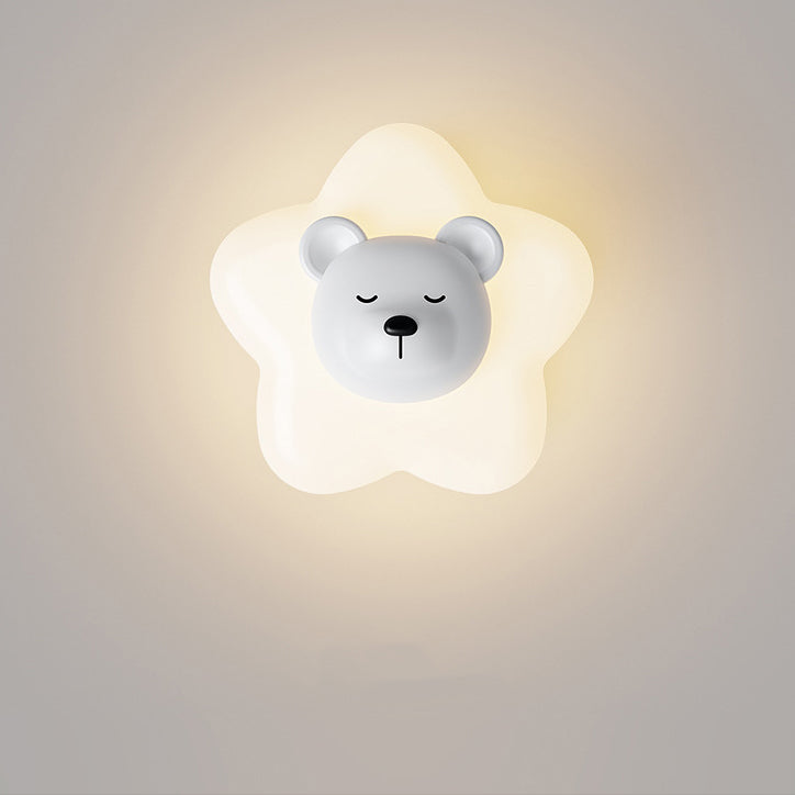 Contemporary Creative Cartoon Animal Rabbit Bear Star Moon Shape PE Iron LED Wall Sconce Lamp For Living Room Cuvalon