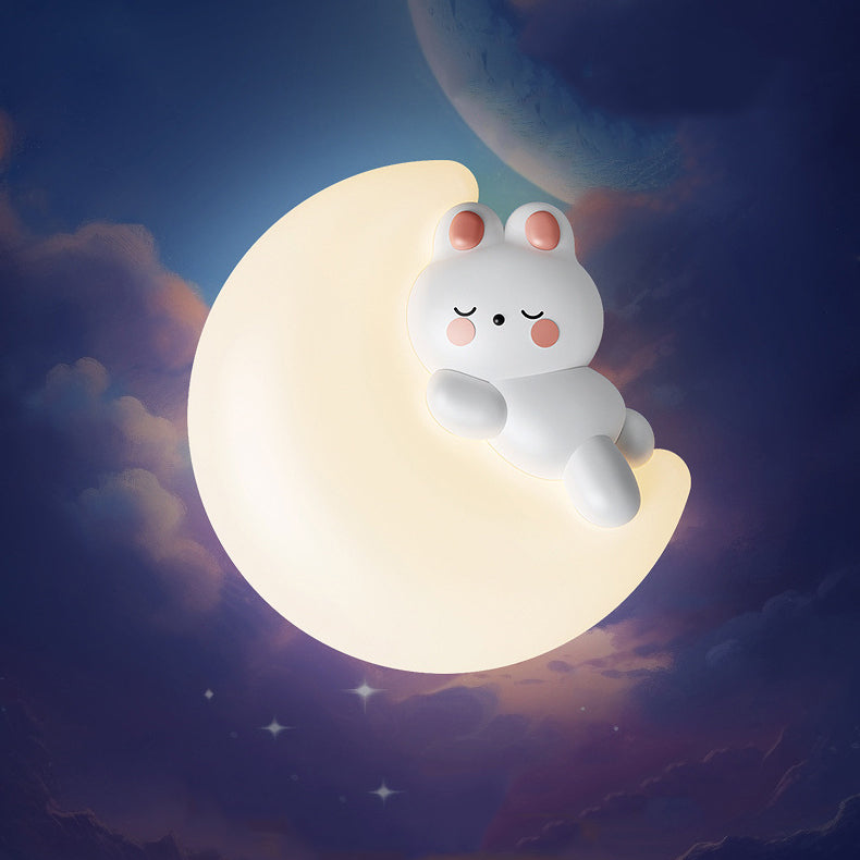 Contemporary Creative Cartoon Animal Rabbit Bear Star Moon Shape PE Iron LED Wall Sconce Lamp For Living Room Cuvalon